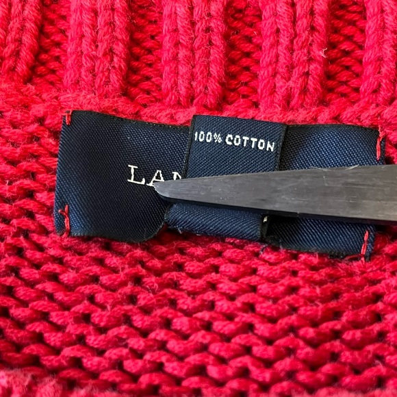 Lands' End Women's 100% Cotton Vibrant Red Knit Drifter Sweater - Picture 5 of 10